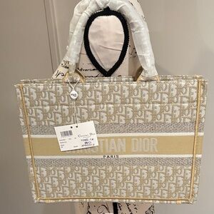Beige and Gold Tote Bag
